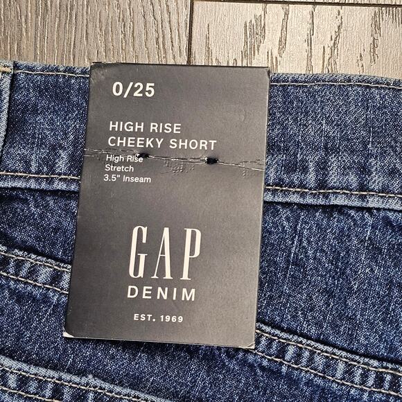 GAP Women's Cheeky Cut Off Denim Shorts Sz 25 High Rise Boho Stretch Cotton Blue - Picture 5 of 10